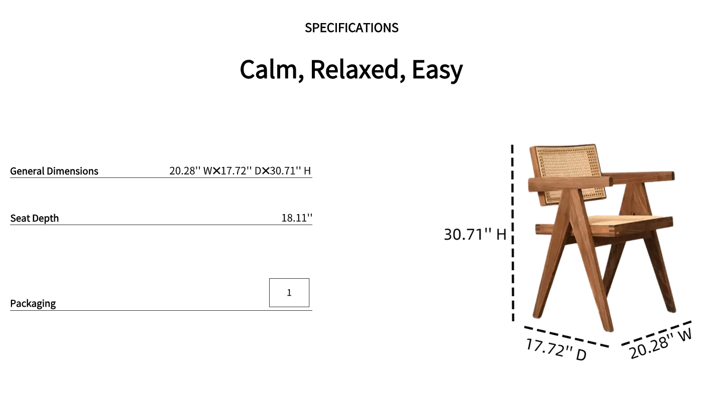 Chair size details